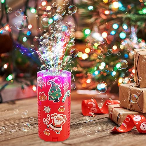 Miniatura 5 de CCINEE Máquinas de burbujas de fuegos artificiales de Navidad, máquina de burbujas automática portátil con luces y música para cerrar, juguetes para