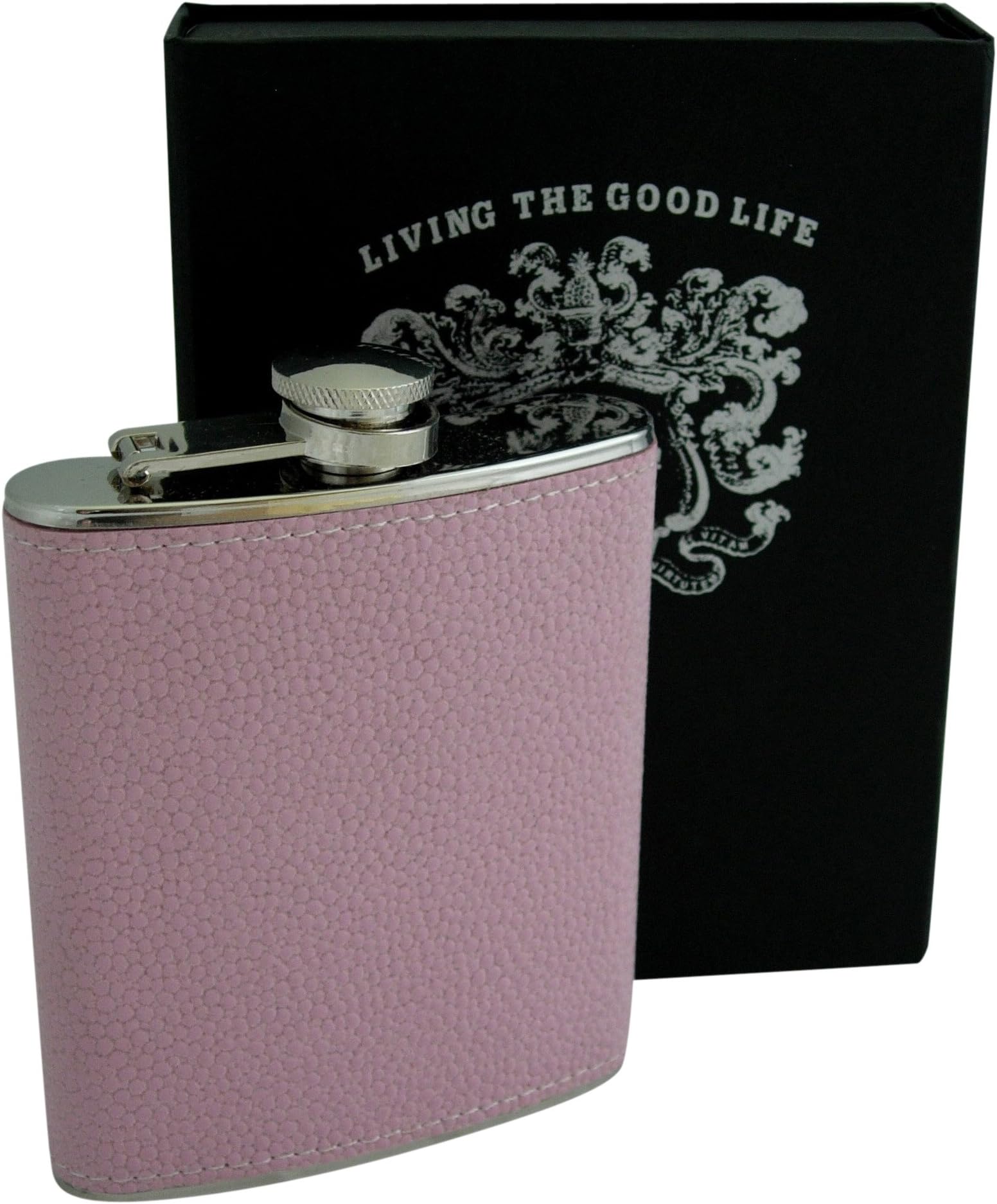 Hot Pink Scotch Grain Stainless Steel Flask (7-Ounce)