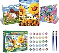 Vista 11 de Kit de pintura por números enmarcado de Wings Giant para niños de 4-8, 8-12 años, tema de perro de dibujos animados para principiantes, pintura