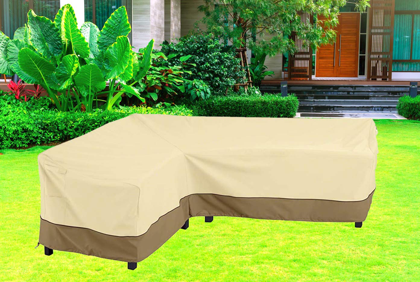 D&D Outdoor Waterproof Left L-Shape Sofa Cover, Heavy Duty Corner Sofa Cover, Windproof Dustproof UV-Resistant Patio Furniture Sectional Sofa Cover