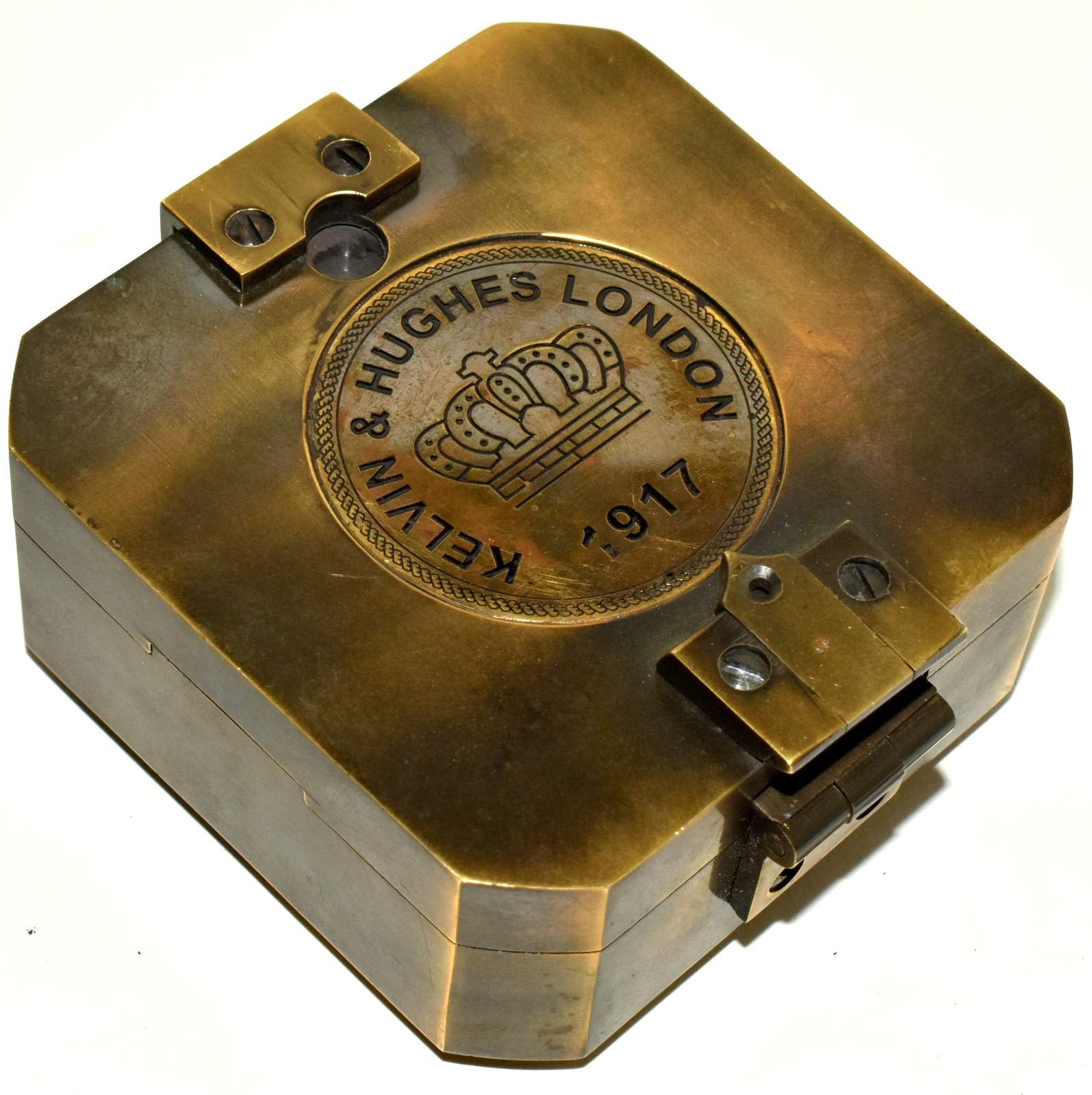 Nautical World Solid Brass Kelvin & Hughes 1917 Brunton Compass/Antique Compass/Vintage Compass