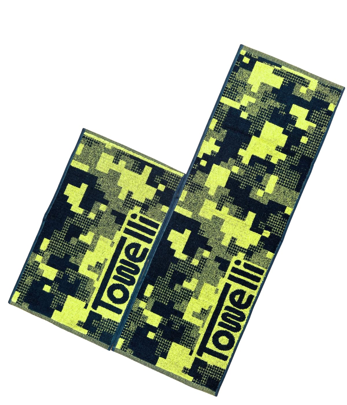 JWL Cotton Sports Towel, Quick Dry, Gym for Running, Travel, Beach, Swimming, Camping Hiking, Soft Absorbent Fitness (NAVY/YELLOW, 30X90CM, CAMO)