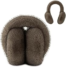 F Flammi Women's Earmuffs Winter, Plush Faux Fur Foldable Ear Warmers for Cold Weather, Ear Covers for Outdoor Sports, Skiing