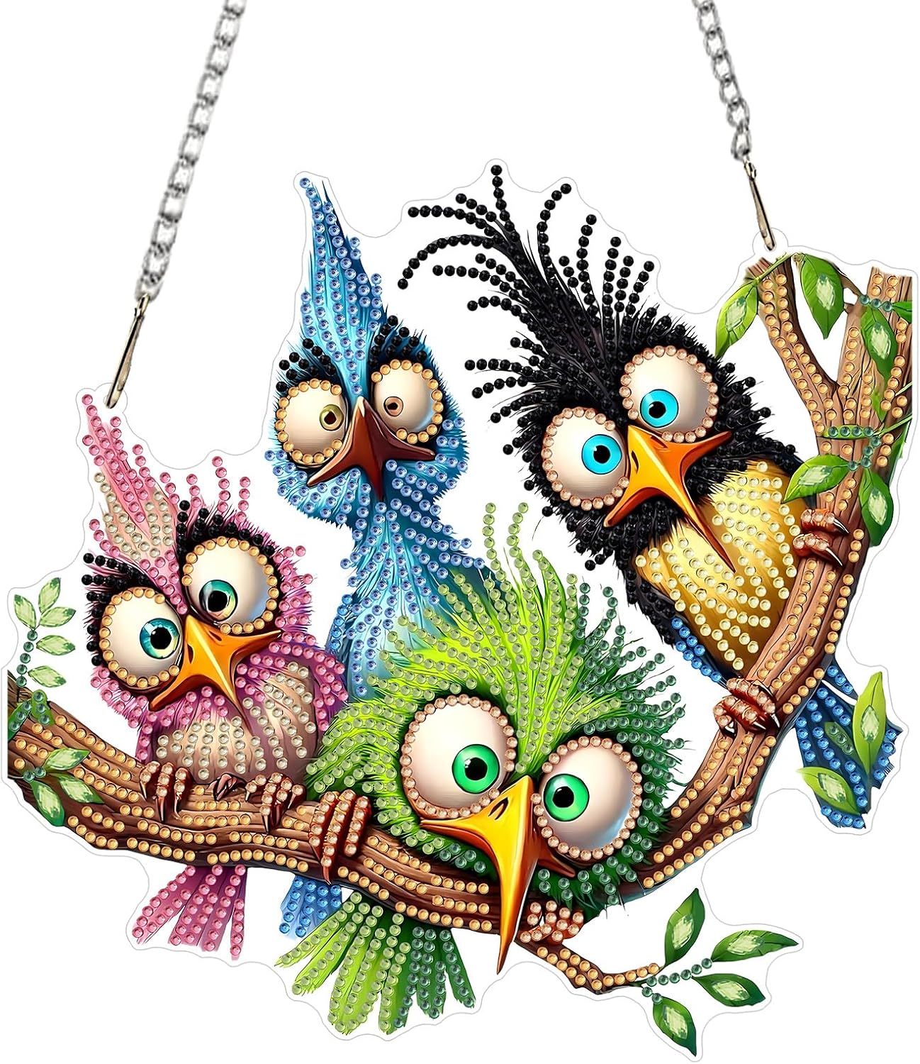 LCOZX Birds Shape-Cut Rhinestone Hanging Suncatcher Kit for Adults, 9.1" Single Sided 5D Acrylic Pendant, DIY Diamond Art, Window & Garden Decor, Unique Craft Gift
