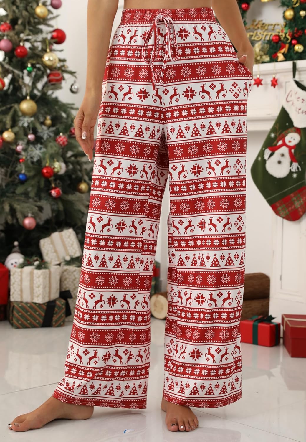 Womens Comfy Lounge Pants Loose Yoga Pant Drawstring Soft Pajama Pants with Pockets Regular and Plus Size - Image 3