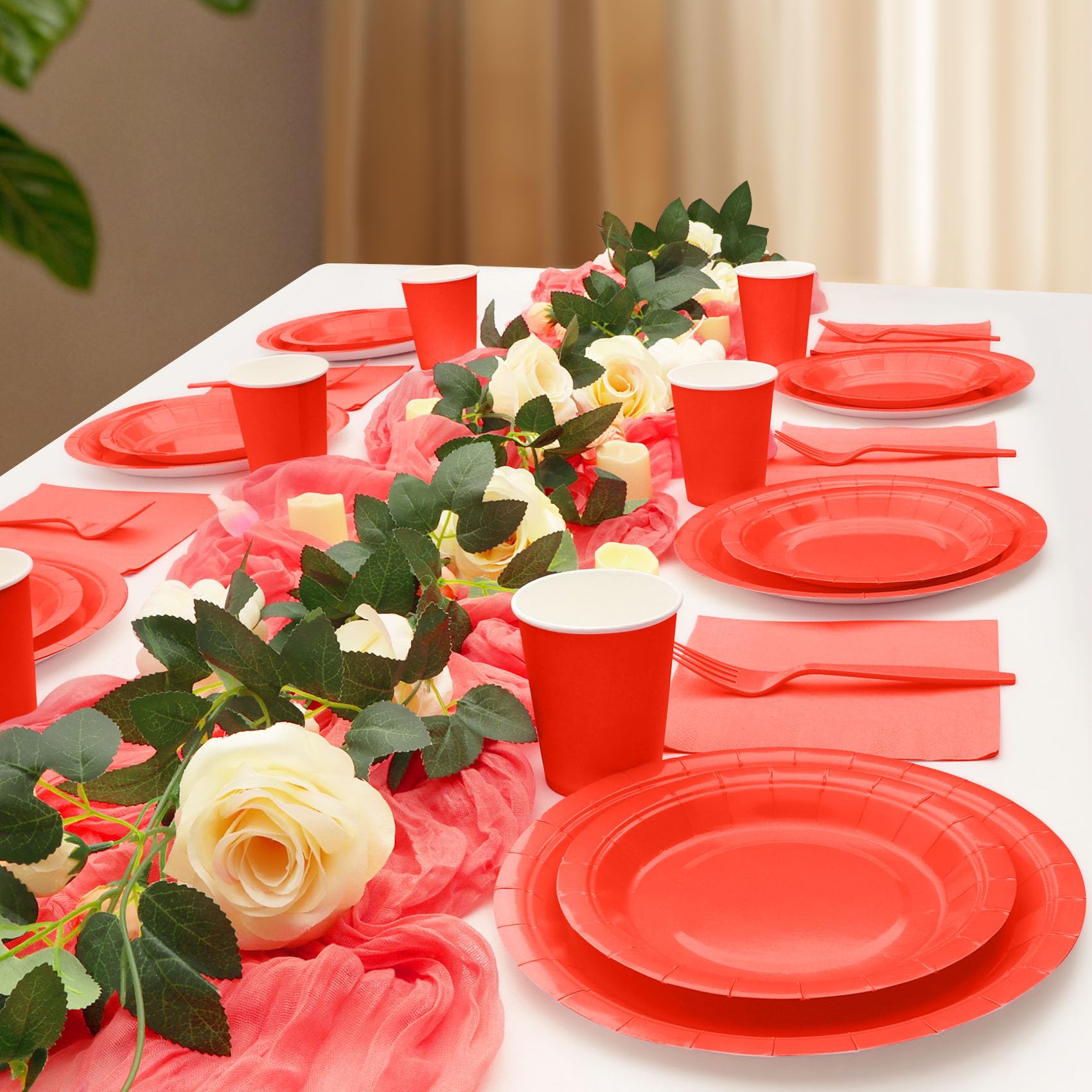 Red And Black Plates Red Paper Plates And RRF12 Napkins Include 7inch Paper  Dessert Plates Napkins Plastic Forks Disposable Party Supplies Birthday  Wedding Party Family Picni Black And Red Plates, image size:1700x1700