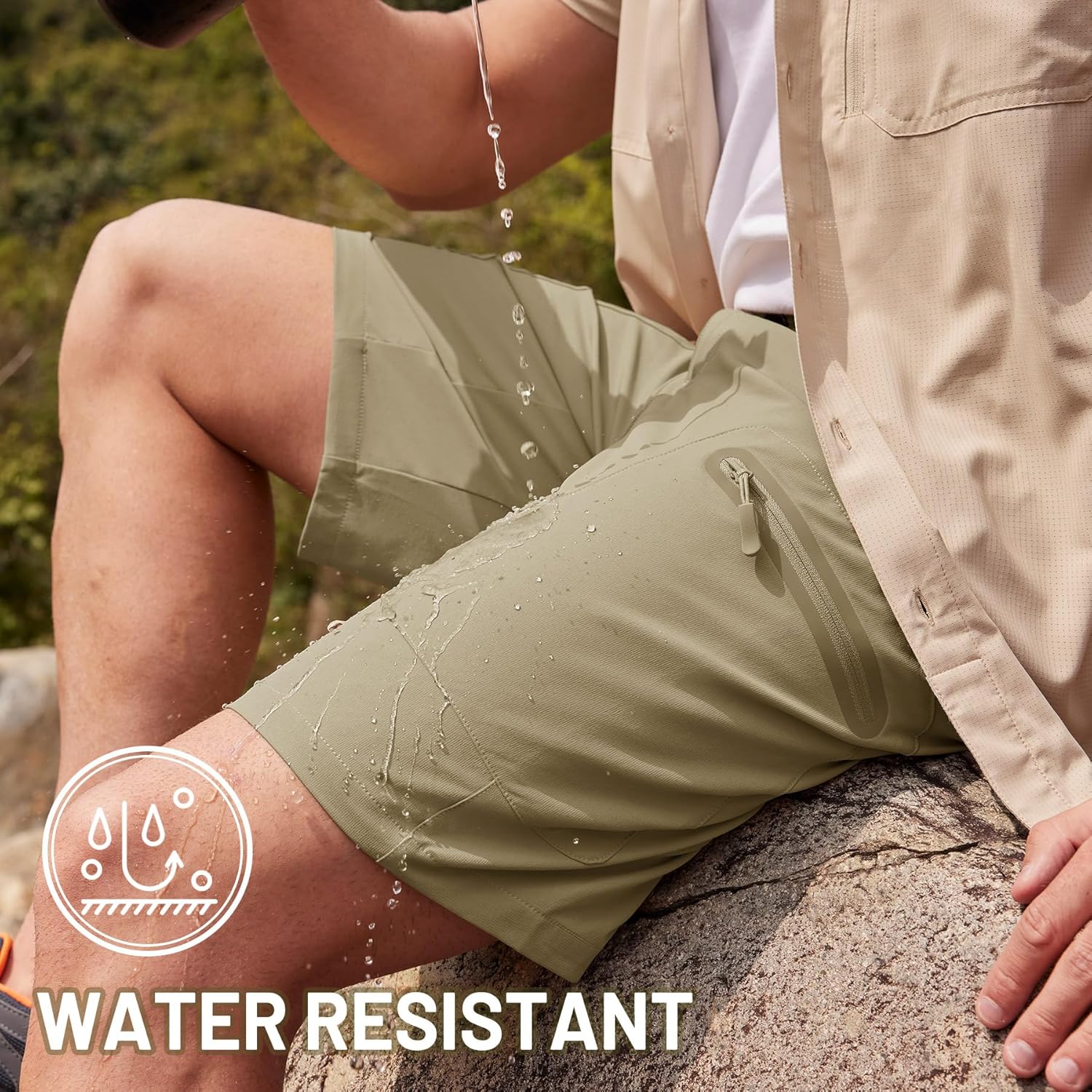 TACVASEN Men's Hiking Cargo Shorts 10" Quick Dry Lightweight Casual Summer Outdoor Golf Shorts with 5 Zipper Pockets - Image 4