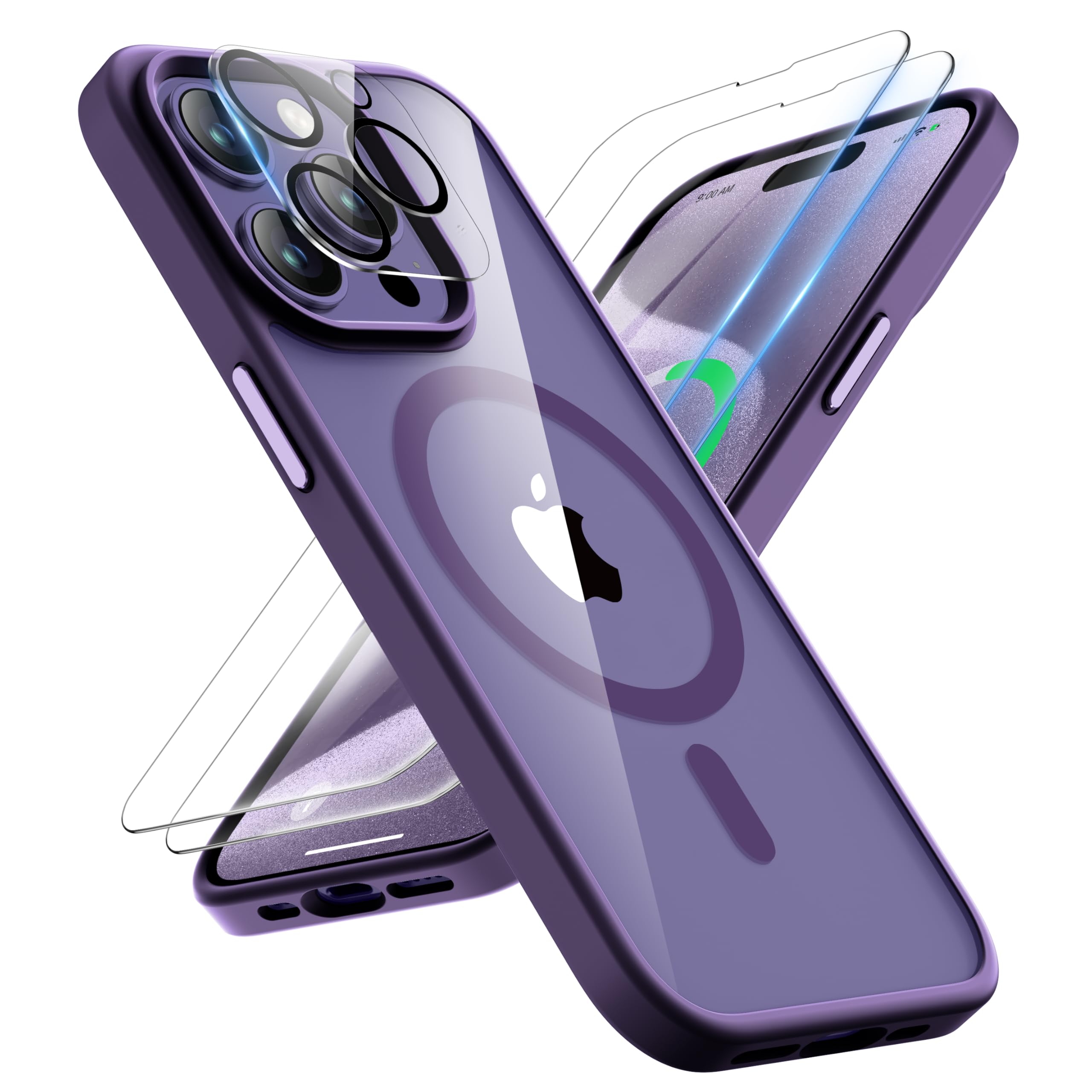 ORETECH Hülle für iPhone 17/17 Pro Max/16 Plus/15 Pro/14/13/12/11/XR/X/SE mit 2 Schutzfolie