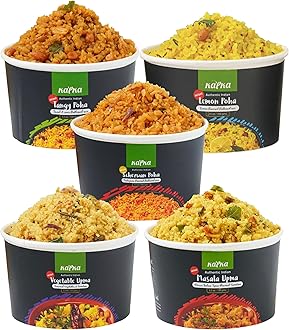 Kapka Assorted Variety Indian Meals - 5 Pack - Ready to Eat Authentic Vegan Prepared Food - Just Add Water - Microwaveable Plant-Based Snacks for Breakfast, Lunch, Non-GMO, No Additives - 3.5oz Each