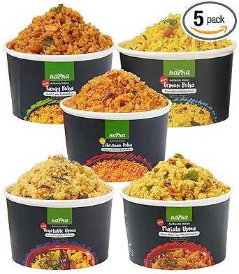 Kapka Assorted Variety Indian Meals - 5 Pack - Ready to Eat Authentic Vegan Prepared Food - Just Add Water - Microwaveable Plant-Based Snacks for Breakfast, Lunch, Non-GMO, No Additives - 3.5oz Each