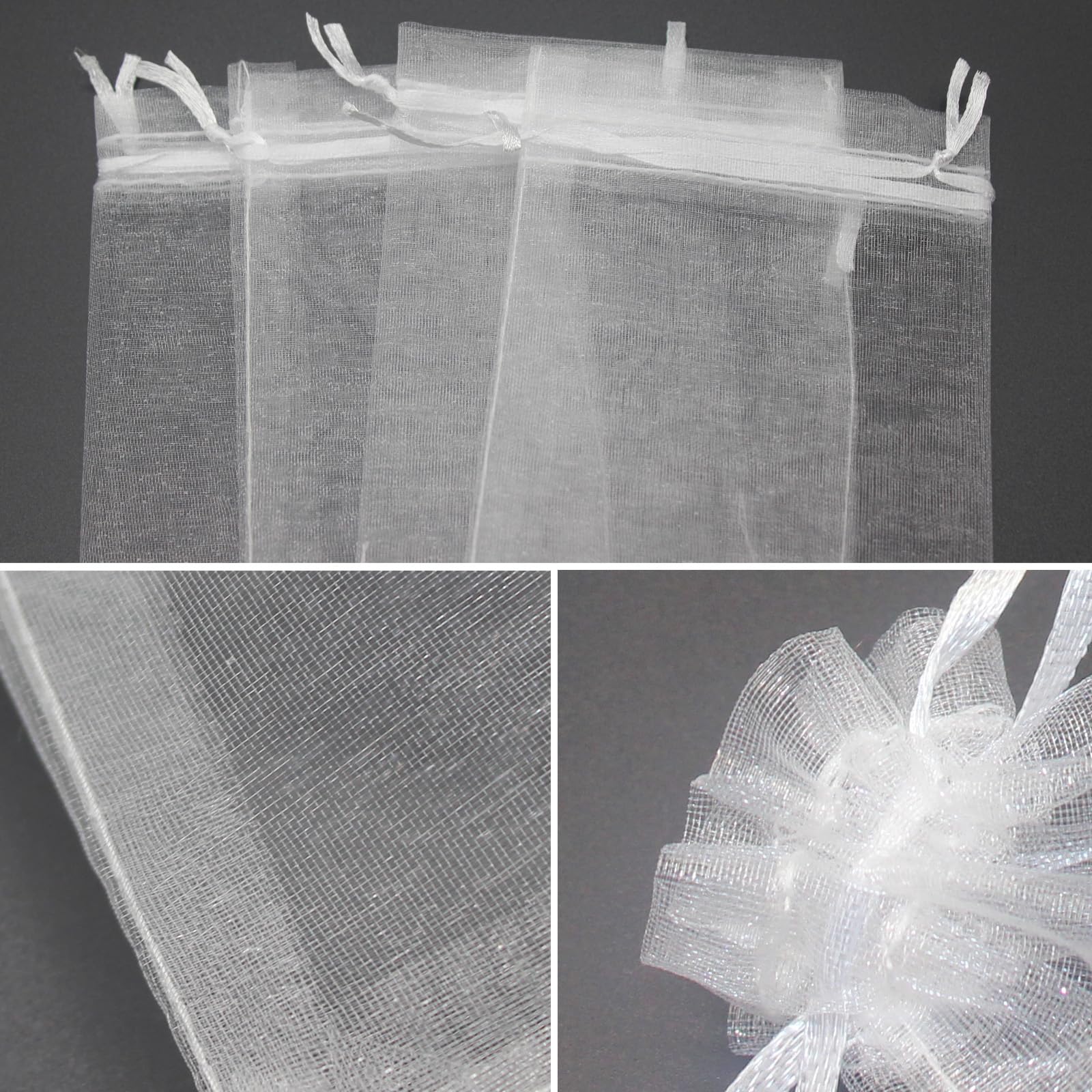 100 Stück Organzasäckchen 7x9cm - Weiße Geschenkbeutel Mit Zugband Für Schmuck & Süßigkeiten