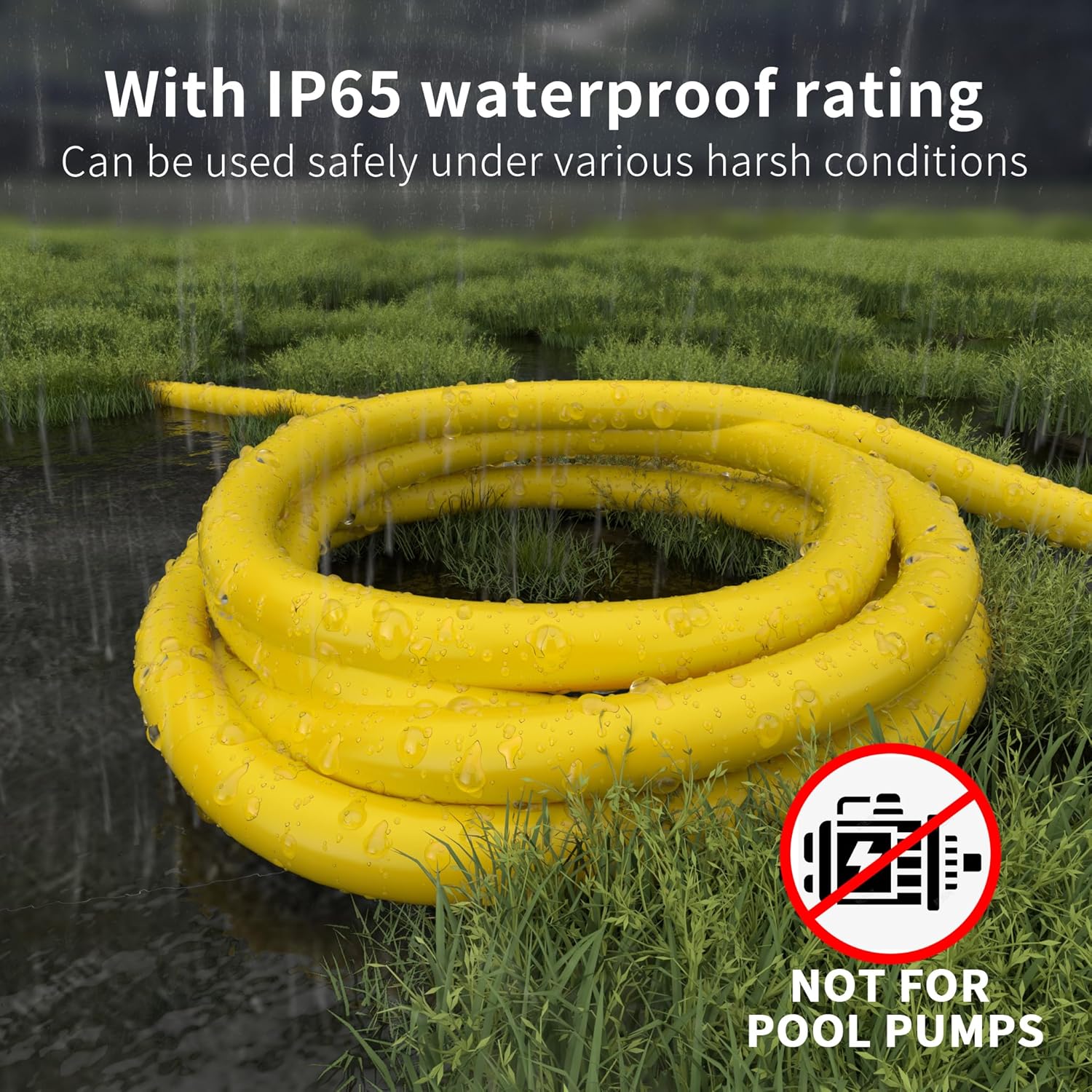 HUANCHAIN 12/3 Gauge Heavy Duty Outdoor Extension Cord 75 ft Waterproof with Lighted end, Flexible Cold-Resistant 3 Prong Electric Cord Outside, 15Amp 1875W 12AWG SJTW, Yellow, ETL