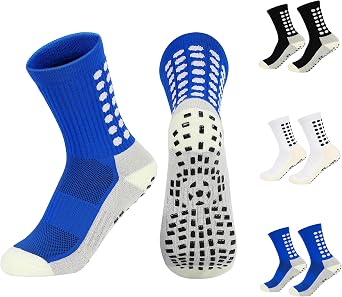 Kids Soccer Grip Socks Boys Girls Non Slip Athletic Crew Sports Socks 3 Pairs Football Basketball 4-16 Years