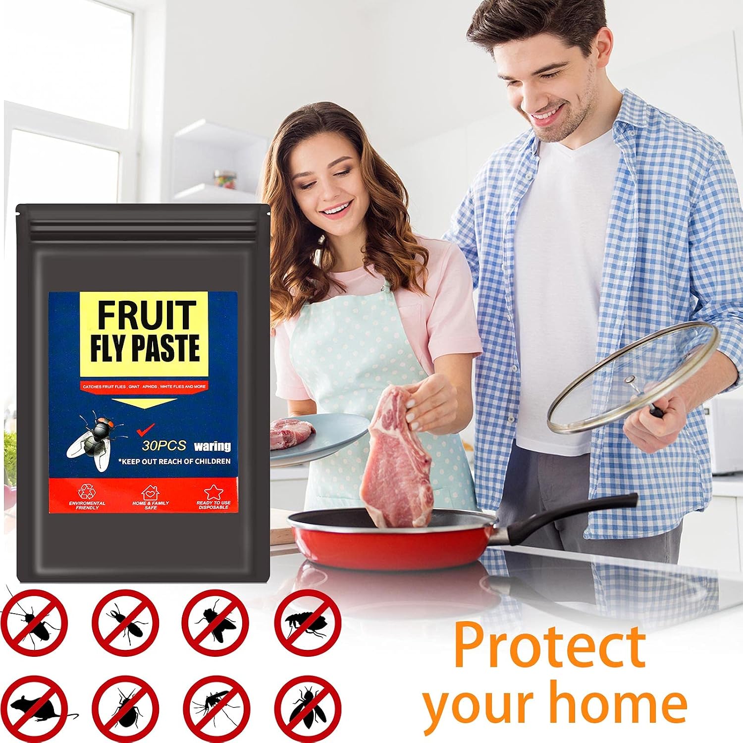 30 Pack Fruit Fly Trap, Gnat Trap Indoor for Flying Insect, Fly Traps and Sticky Trap for Indoor and Outdoor Use - Fly Catcher for Kitchen Home Restaurant