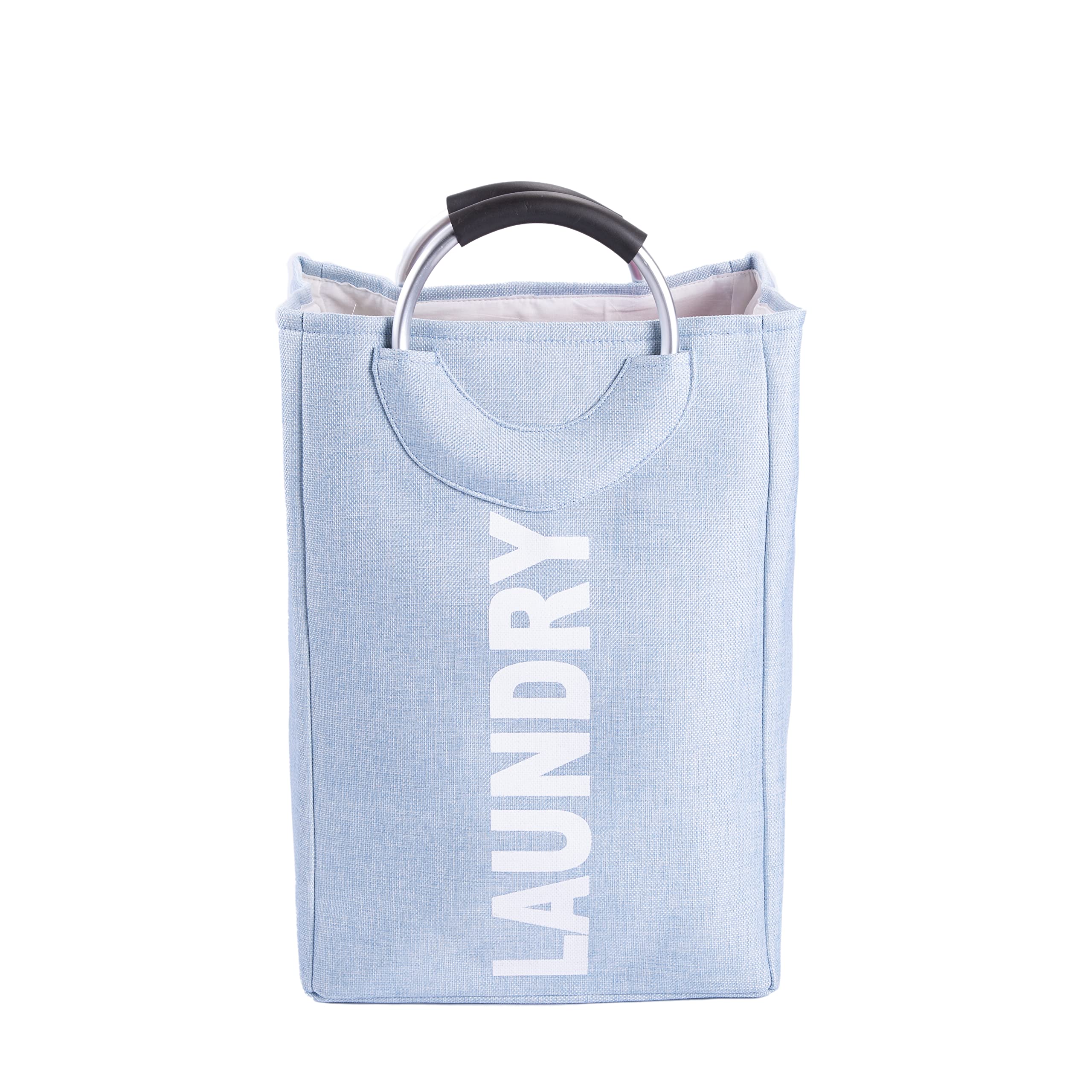 Wickerfield Blue Cloth Laundry Hamper With Carry Around Handles Bathroom Storage Laundry Bin Foldable Fabric Laundry Bag (Blue)