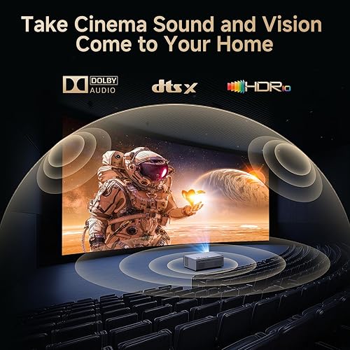 Vista 2 de Proyector 4K con Netflix y Dolby Audio, enfoque automático de 1200 ANSI y proyector inteligente Keystone Kogata 6D con aplicaciones integradas