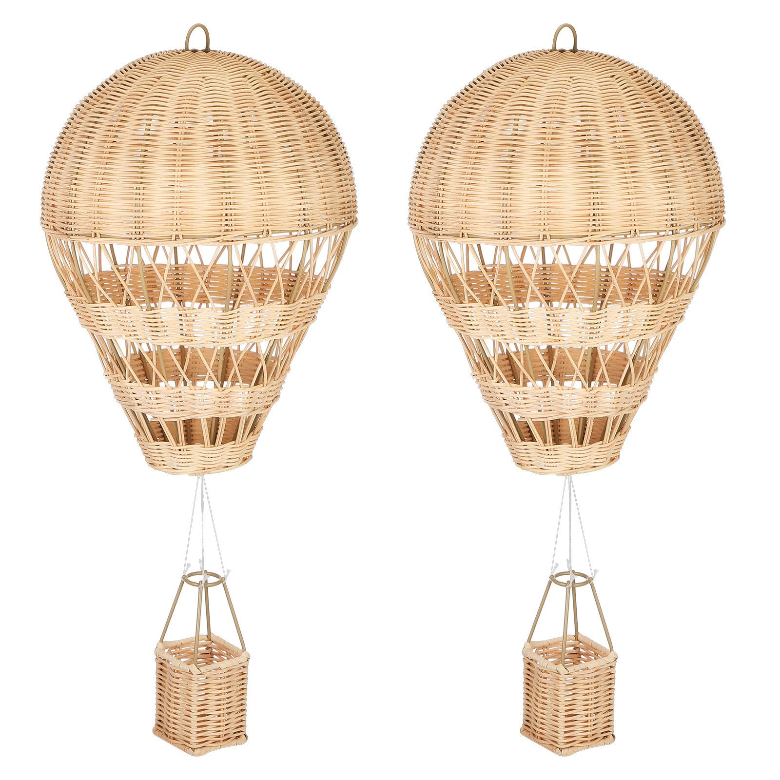 HOMSFOU 2 Piezas Ratán Tejido Globo Aerostático Beige para Habitación