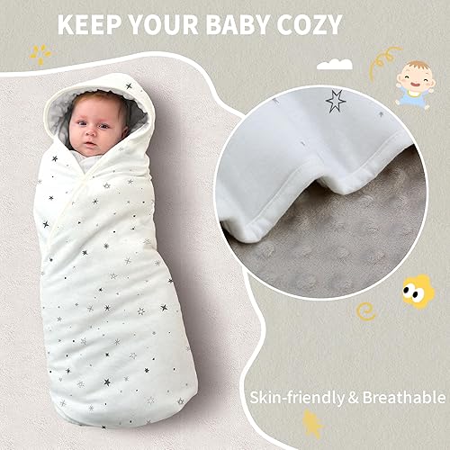 Miniatura 4 de Miracle Baby Manta para asiento de automóvil, manta de algodón transpirable de 2.5 TOG con arnés de 35 puntos, envoltura suave de lunares Minky para