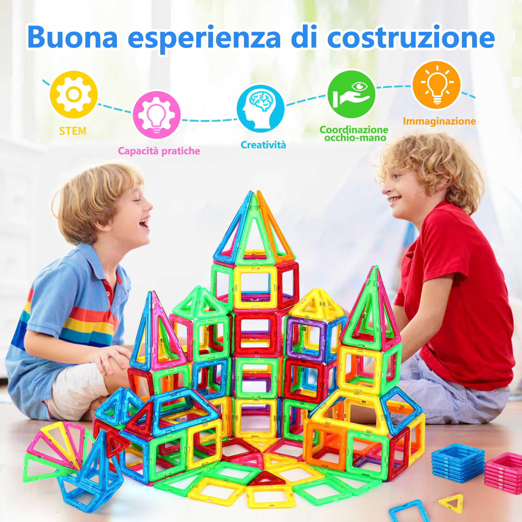 NorthBeland 96 Pezzi Costruzioni Magnetici per Bambini, Giochi Magnetici per Bambini, Natale Compleanno Regalo Bimbo Ragazzi e Ragazze 3 4 5 6 7 8 Anni