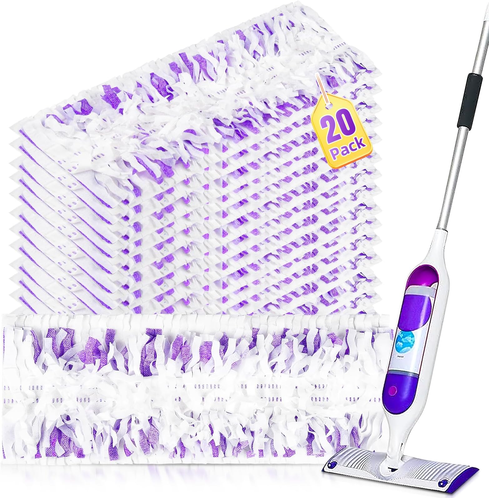 20 Pack Disposable Mopping Pad Refills for PowerMop Multi-Surface Mop Kit, Multi-Surface Mop Pad Refill for Power Mop for Cleaning Floors