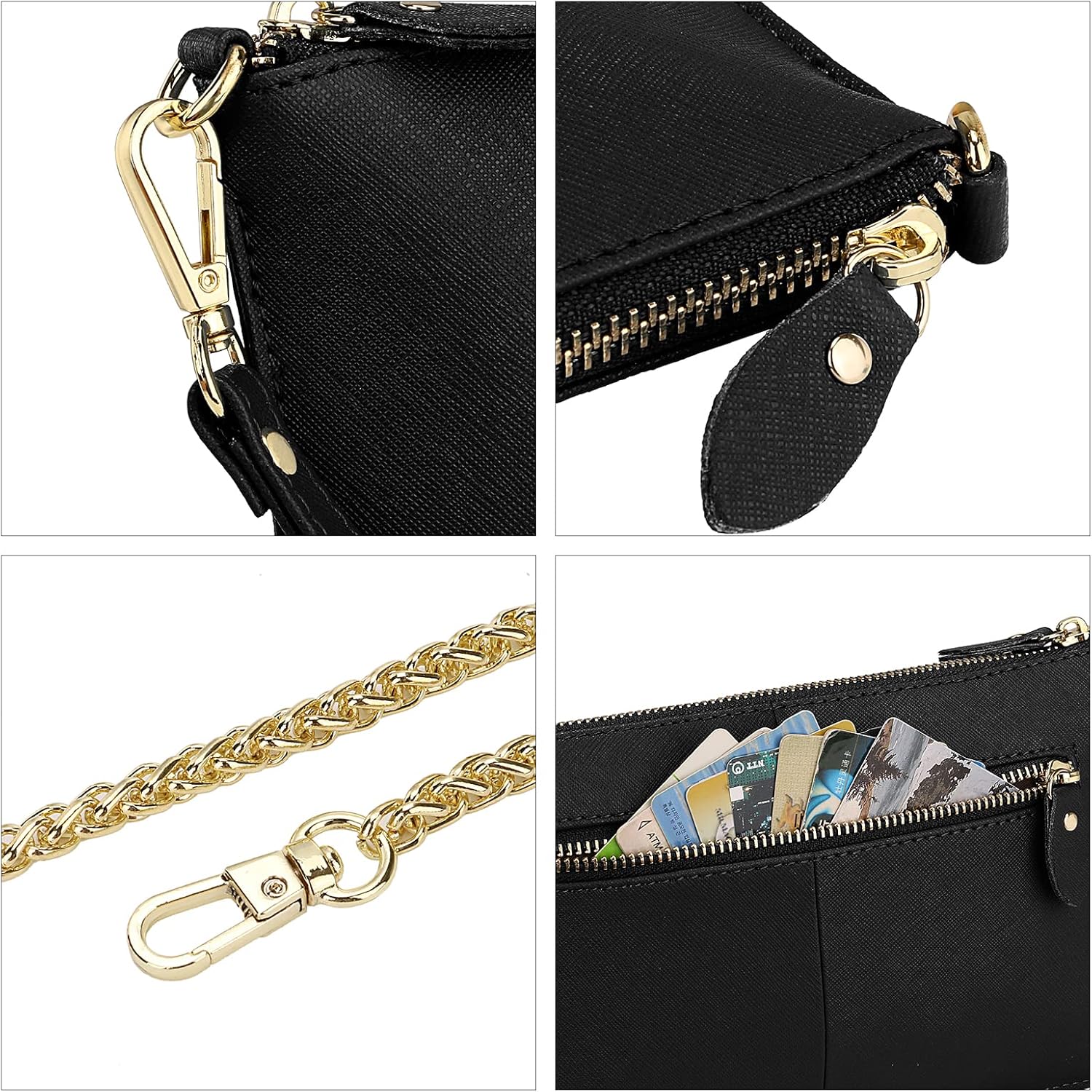 Uromee Wristlet Wallet Clutch Purses for Women Genuine Leather Crossbody Bag Handbag with Detachable Shoulder Chain