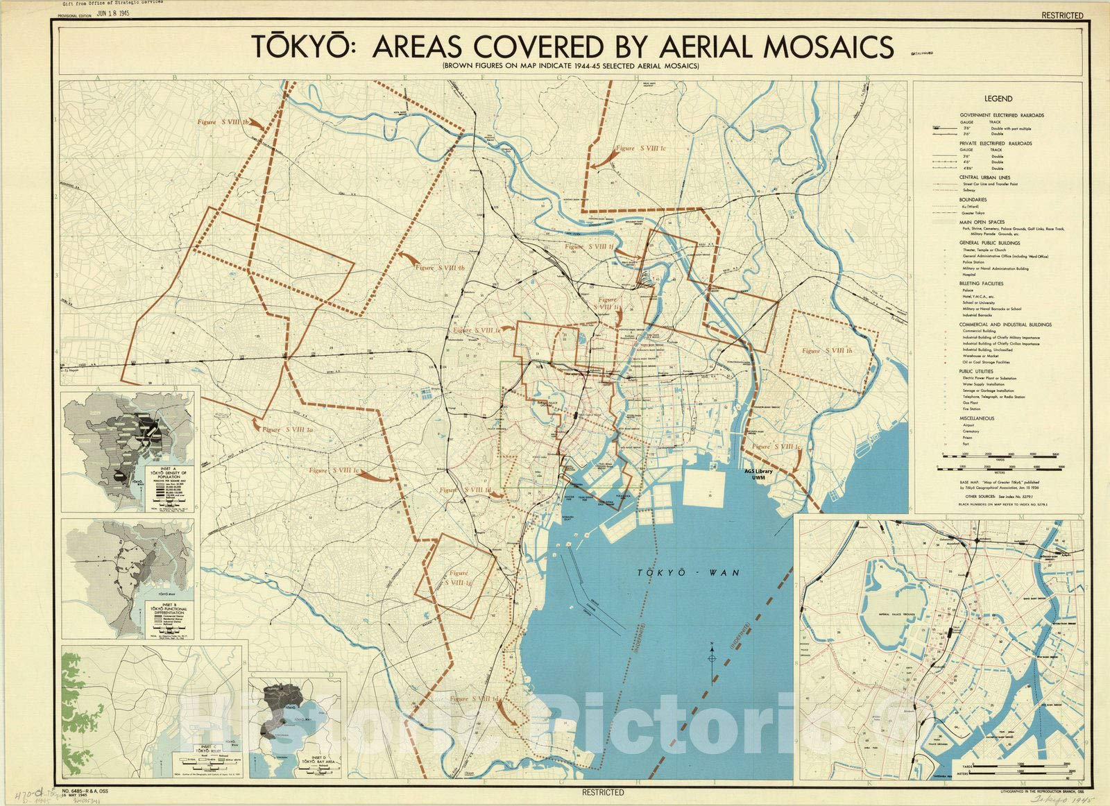 Amazon.com: Historic Pictoric Map : Tokyo, Japan 1945, Tokyo