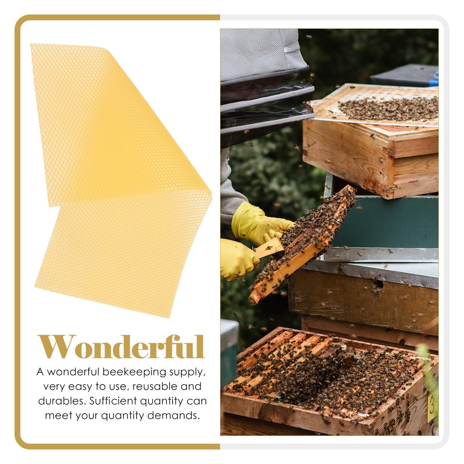 ORFOFE 30 Piezas de Base de Colmena de Cera de Abeja Amarilla Reutilizable para Proyectos DIY y Suministros para Colmenas Alta Producción