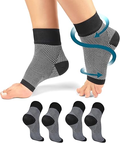 Ouliwalin Calcetines para fascitis plantar, mangas de compresión de tobillo de 20 a 30 mmHg, calcetines de cuidado de pies Nano Brace para mujeres y