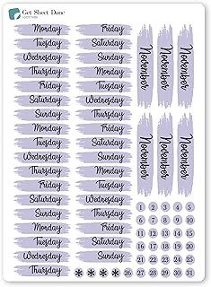 Month Planner Sticker Kit/DIY Weekly Calendar Stickers/Date Covers/Calendar Headers/Highlight Text Stickers/Essential Productivity Life Planner Stickers/Bullet Bujo Journal (November)