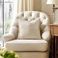 Vista 4 de MIULEE Juego de 2 fundas de almohada decorativas para sofá, cama y sala de estar, 20 x 20 pulgadas, beige, acento bohemio, cojines de estilo tirada