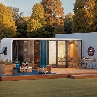 AMGUI Luxury Modern Storm Resistant Prefab Cabin - 19ft Mobile Capsule with Bedroom, Kitchen and Bathroom, 16 Typhoon and 12 Earthquake Proof Mobile Cabin for Travel and Outdoor Living