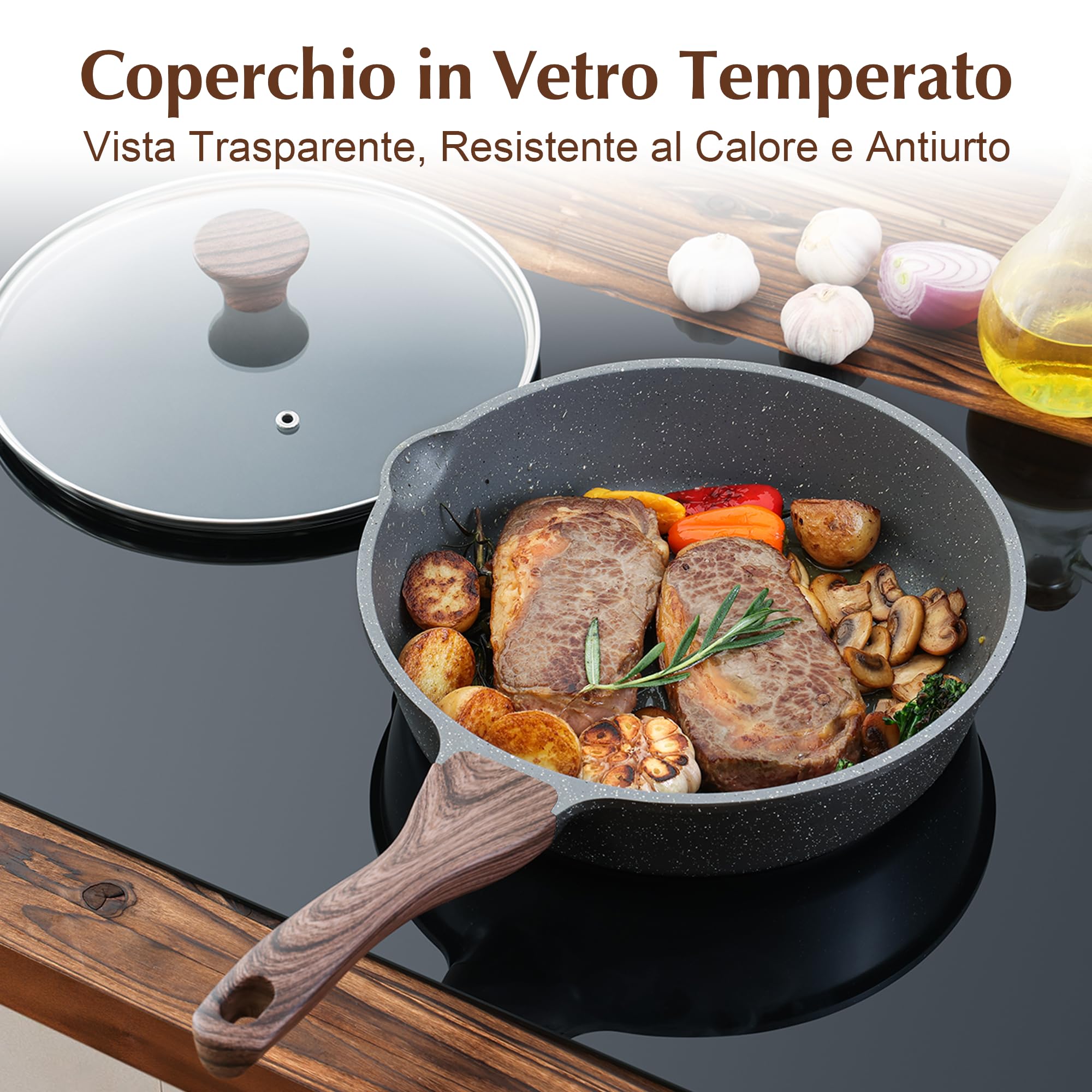 SENSARTE Padella Antiaderente Compatibile con Induzione, 26 cm Grigio