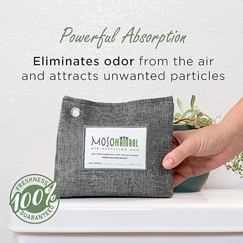 Miniatura 2 de Moso Natural Bolsa purificadora de aire de 10.58 oz. Un eliminador de olores sin olor para armarios, baños, lavanderías, áreas de mascotas.