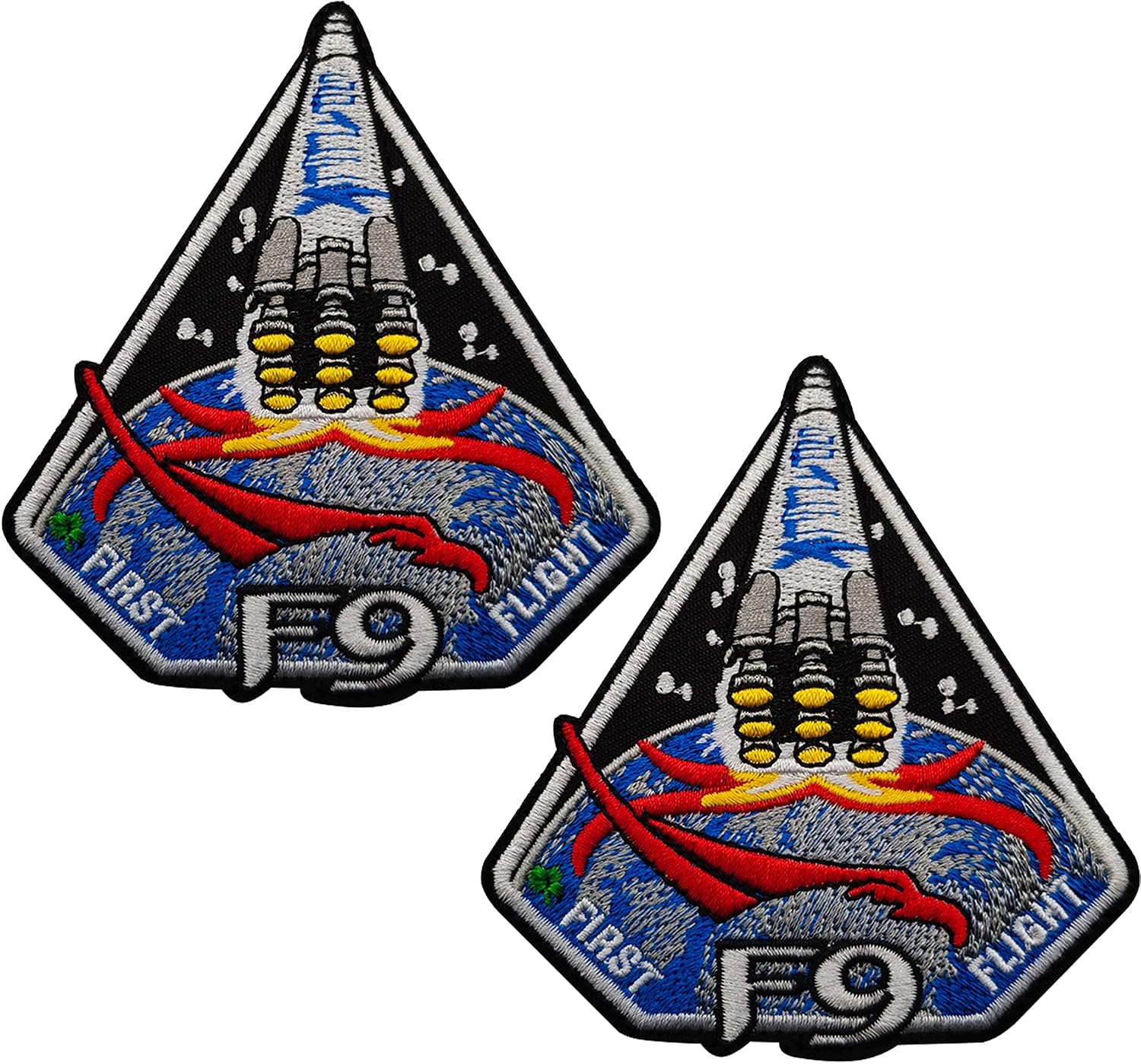 Falcon 9 Dragon CRS Mission Embroidered Patches, F9 First Flight Space Mission Program Logo Embroidered Patches Decoration Sew On Appliques Badges Set
