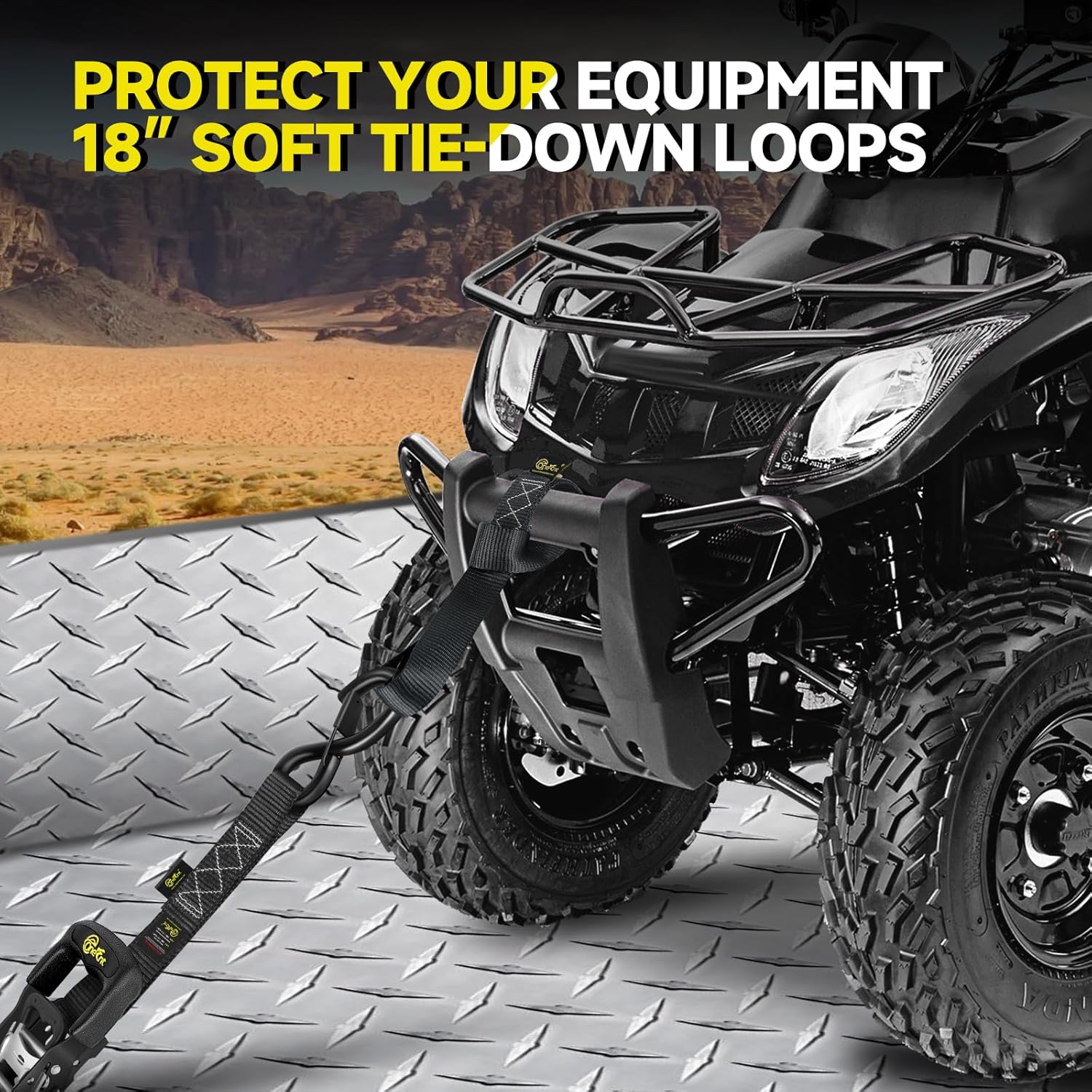 Onesnt 4Pcs Ratchet Strap Tie Down Kit | 1.6”x 10FT Heavy Duty Ratchet Straps with Padded Handles+Coated S Hooks+Soft Loop Tie-Downs -6000 Pound Break Strength - Image 4