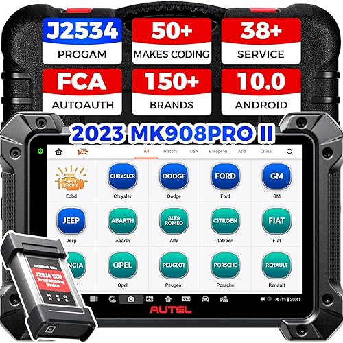 Autel Scanner MaxiCOM MK908 Pro MS908S PRO II: 2025 J2534 Tool, Adaption As MaxiSYS MS909 MS919 Elite II PRO Ultra Lite Ultra S2, Active Test 38+ Resets, All System Scan, 8-Core, 4/128G