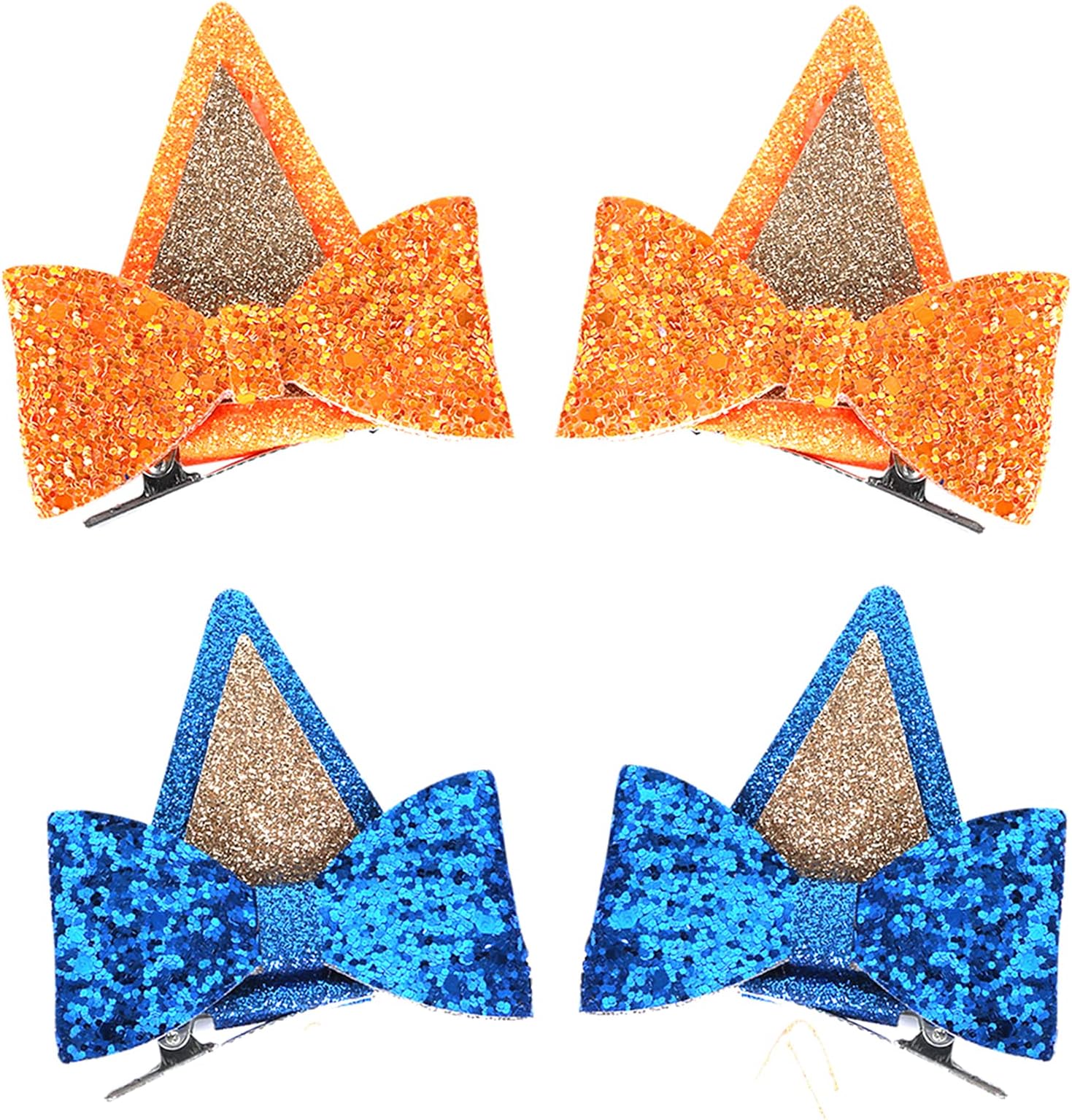 BABORUI 4PCS Bluye Hair Clips for Girls, Glitter Dog Ear