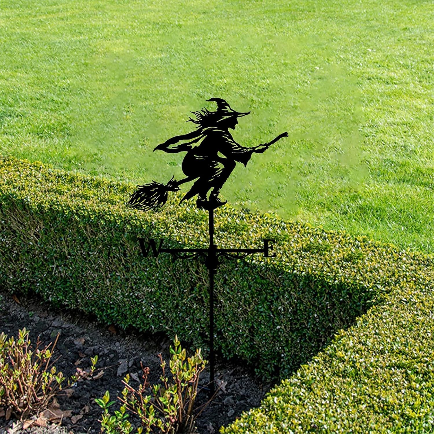 Weathervane, Weather Vane,Weathervane for Decorations Weather Vane for Garden Retro Durable Wind Vane Witch Scene Weathervane Garden Stake Wind Direction, Roof Wind Direction Indicator