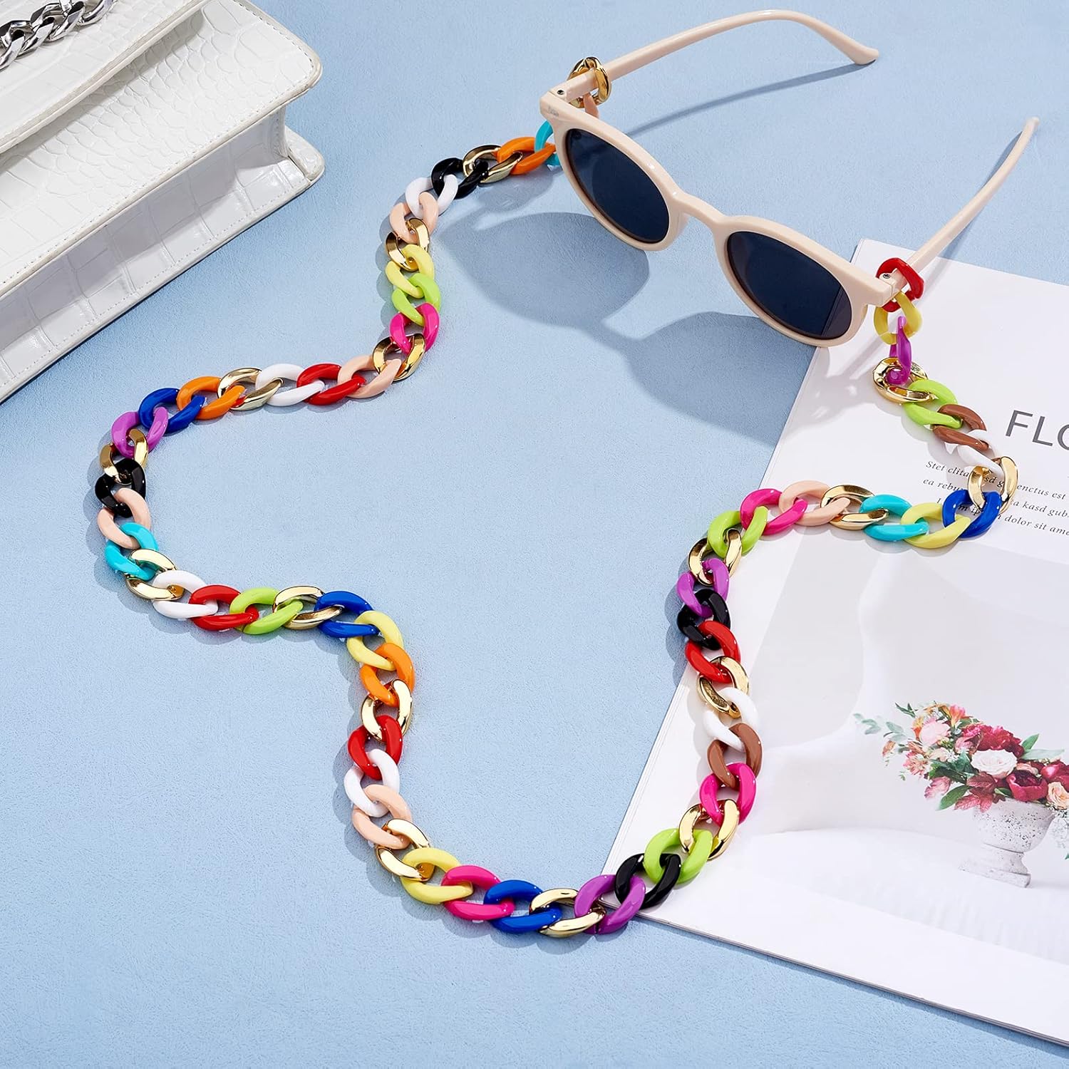 1 Strand 6.56 Feet Acrylic Curb Chains Colorful Handmade Acrylic Chain for Purse Strap Handbag Link Chains Making - Image 5