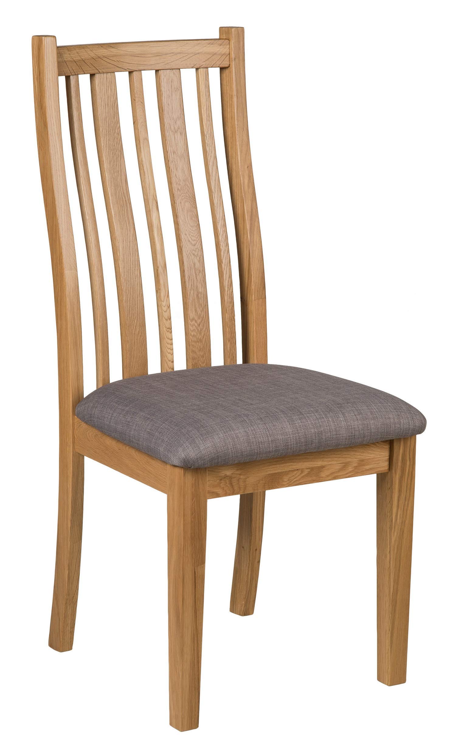 Hallowood One Pair of Solid Dining Chair in Light Oak Finish with Steel Grey Fabric Pad | Wooden Linen Seating, CHA-STE-P