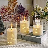 Vista 6 de Da by Velas sin llama parpadeantes con control remoto, velas LED acrílicas con cadena de estrellas incorporada, velas que funcionan