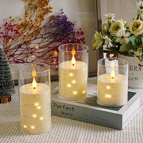 Miniatura 6 de Da by Velas parpadeantes sin llama con control remoto, velas LED acrílicas con cuerda de estrella incrustada, vela a pilas, para decoración del
