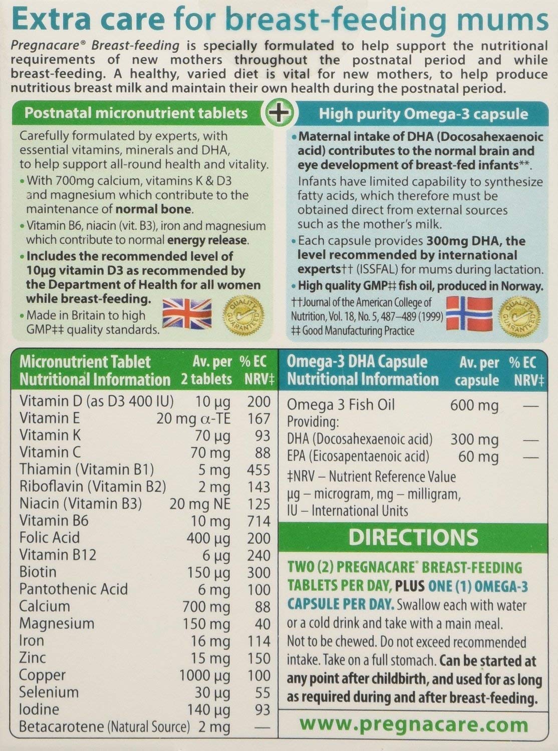 Vitabiotics Pergnacare allattamento 84S