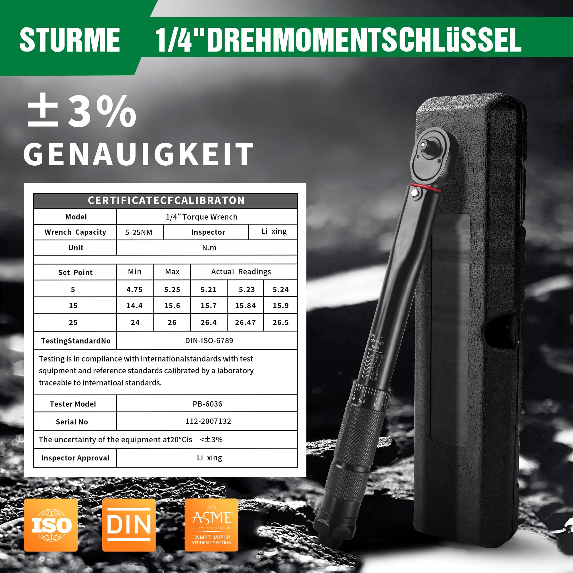 STURME Torque Wrench Bicycle & Motorcycle 1/4 Inch, 5-25 Nm Torque