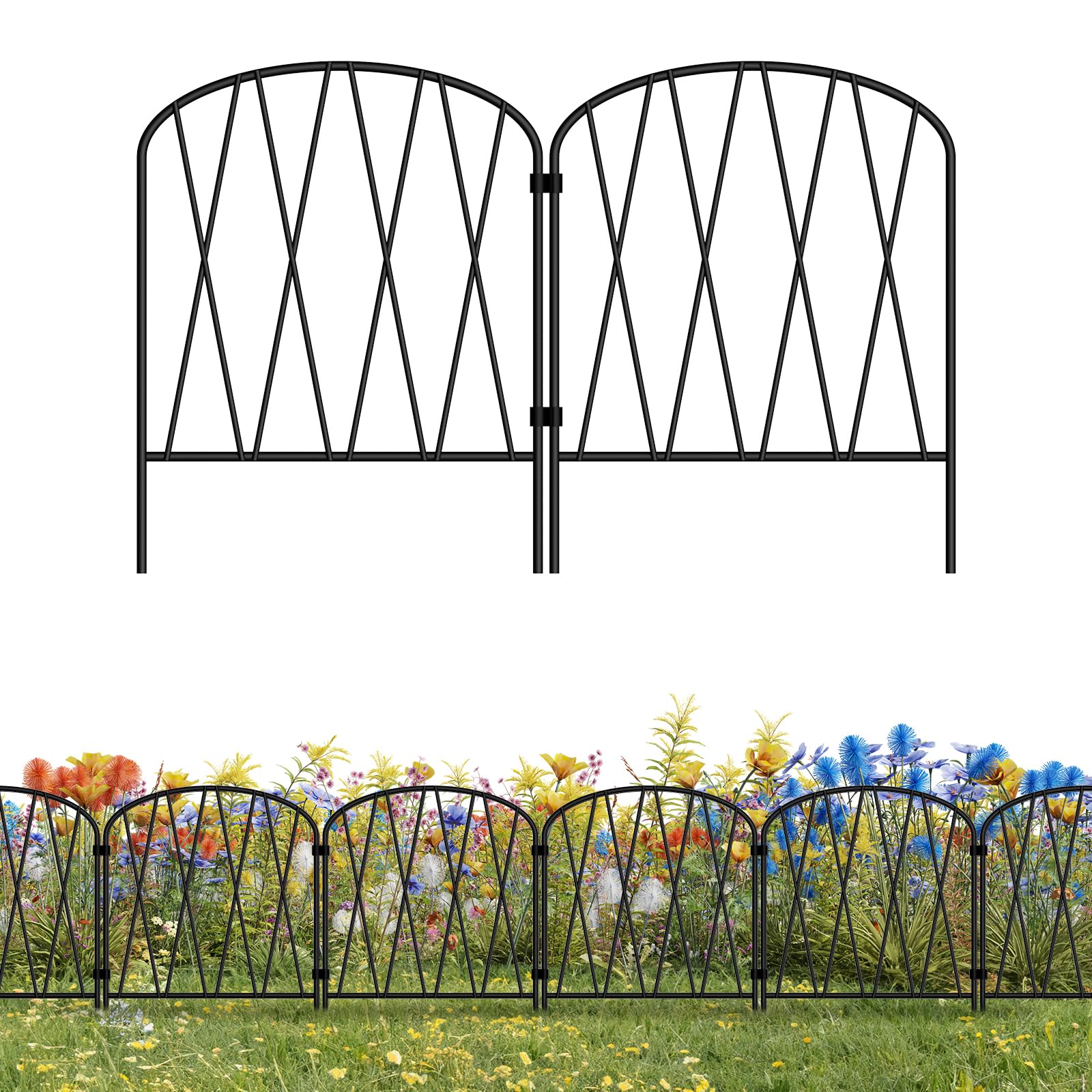 Steckzaun 24 Stück,Dekorativer Metallzaun Gartenzaun 32B × 41cm(H)