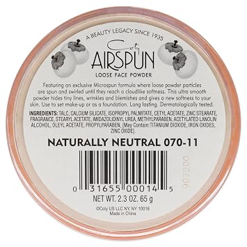 COTY AIRSPUN Face Powder, Natural Tone Loose Face Powder, Naturally Neutral, 2.3 Oz