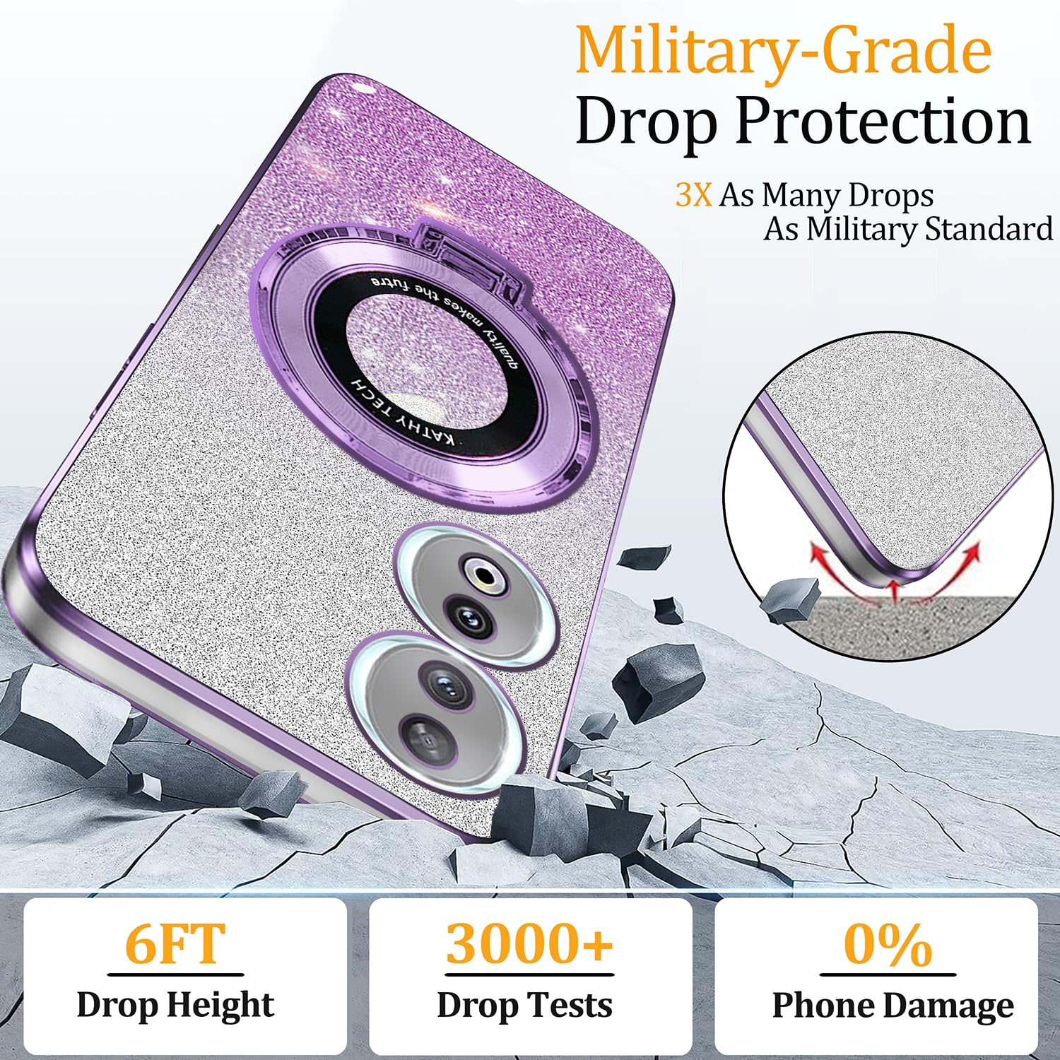 Wousunly Compatible with Honor 90 Smart/Honor X7B Case Clear Glitter - Image 3
