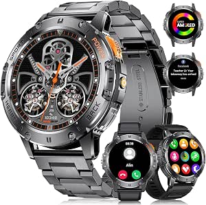 LIGE Montre Connectée Homme Appel Bluetooth, 1.85'' Militaire Montre Intelligente, 24 Modes