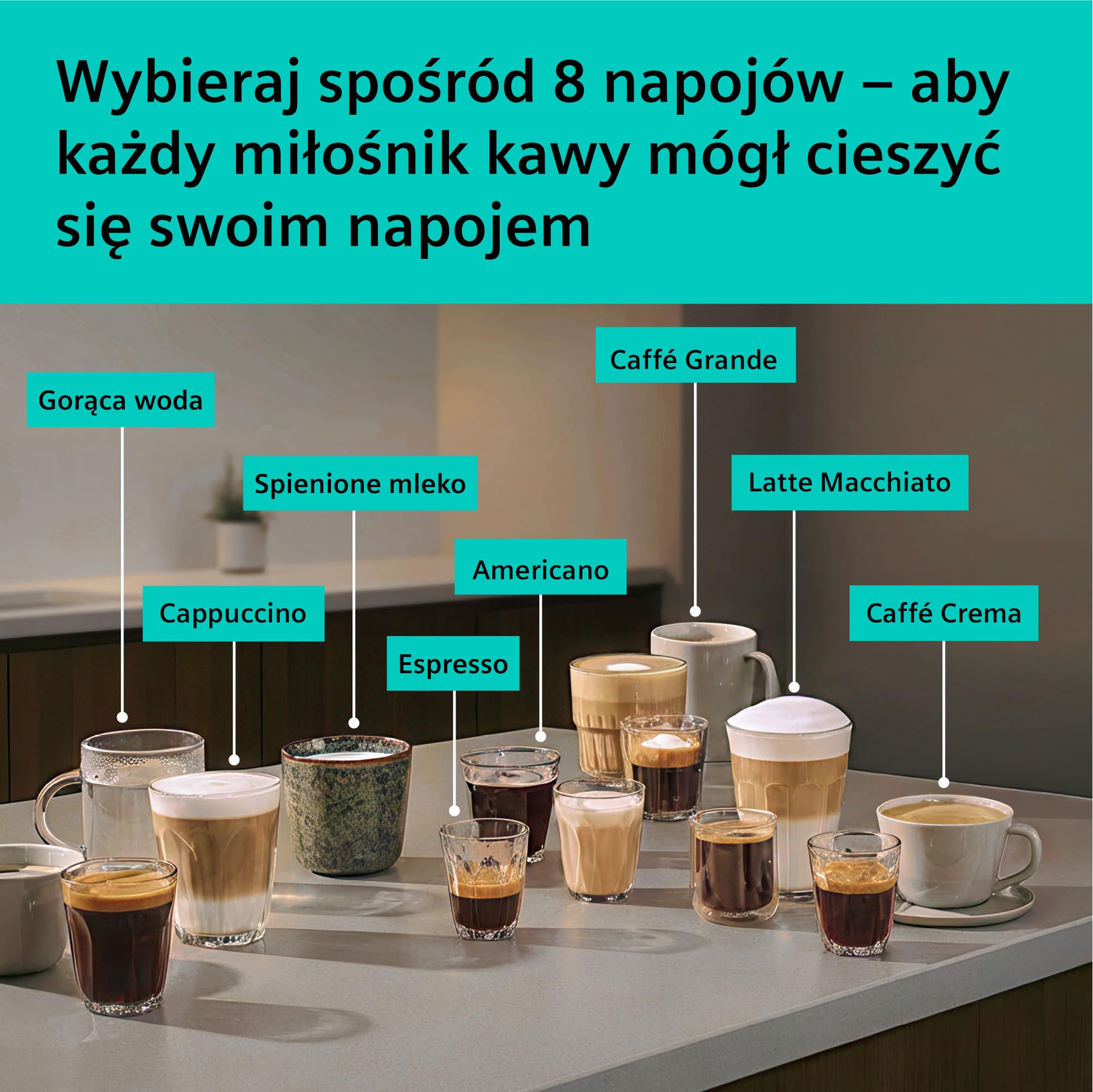 Siemens EQ500 iAroma, w pełni automatyczny ekspres do kawy ze zintegrowanym młynkiem, dotykowe sterowanie dla 8 napojów i szybka personalizacja, łatwe czyszczenie, czarny, TP553E19