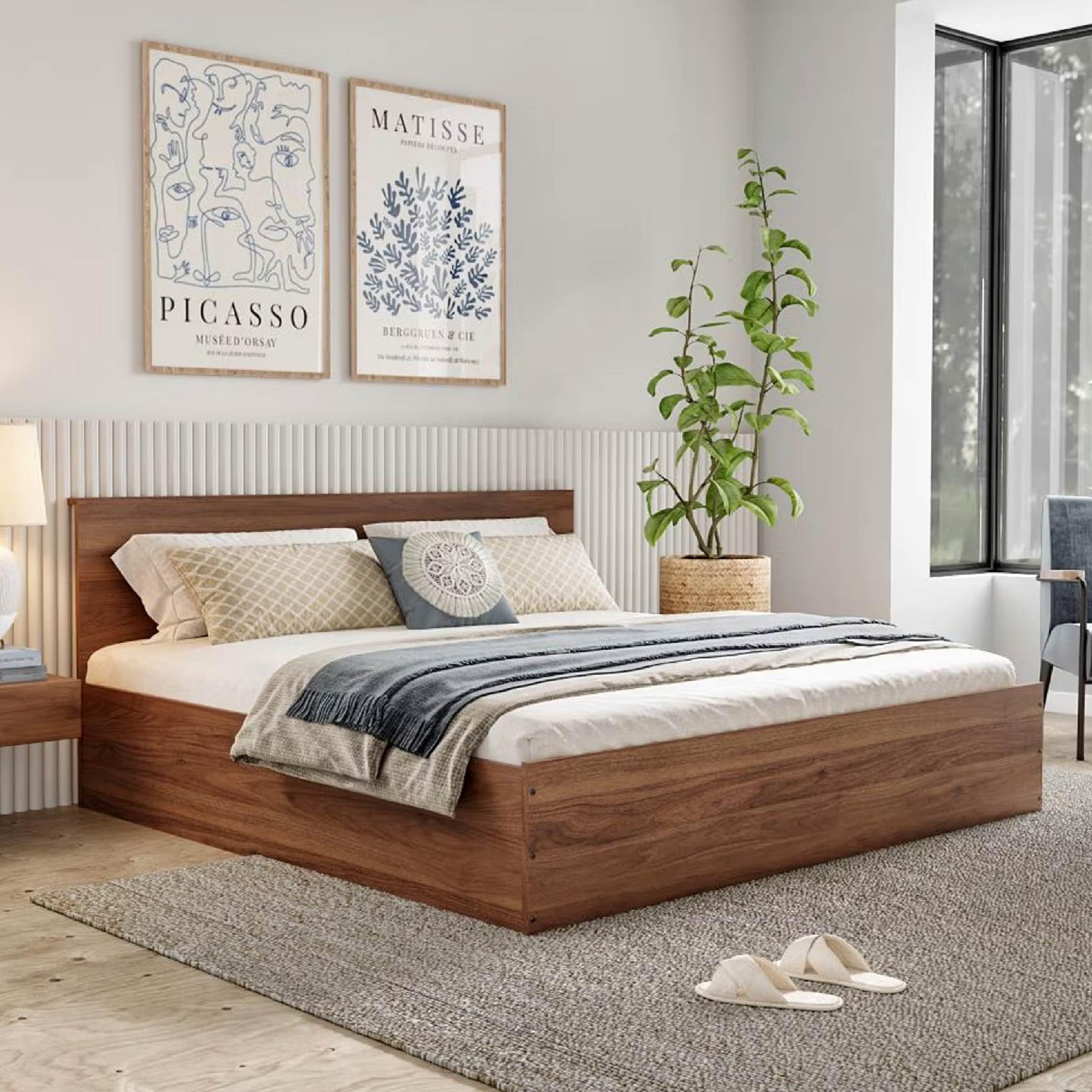 Wakefit Bed | 1 Yr Warranty | King Size Bed, Comes with Storage Box, Noise-Free, Density: 680–750 kg/m³, Termite & Borer Resistant, Fits Mattresses Up to 8 Inches (Taurus 78 x 72 - Columbian Walnut) discount deal